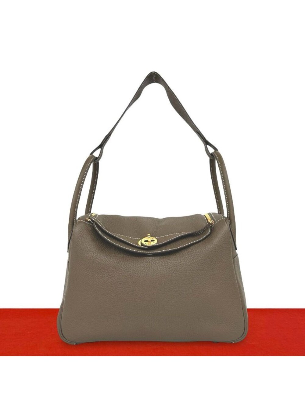 Hermes Lindy 30 Taurillon Clemence Bag Etoupe